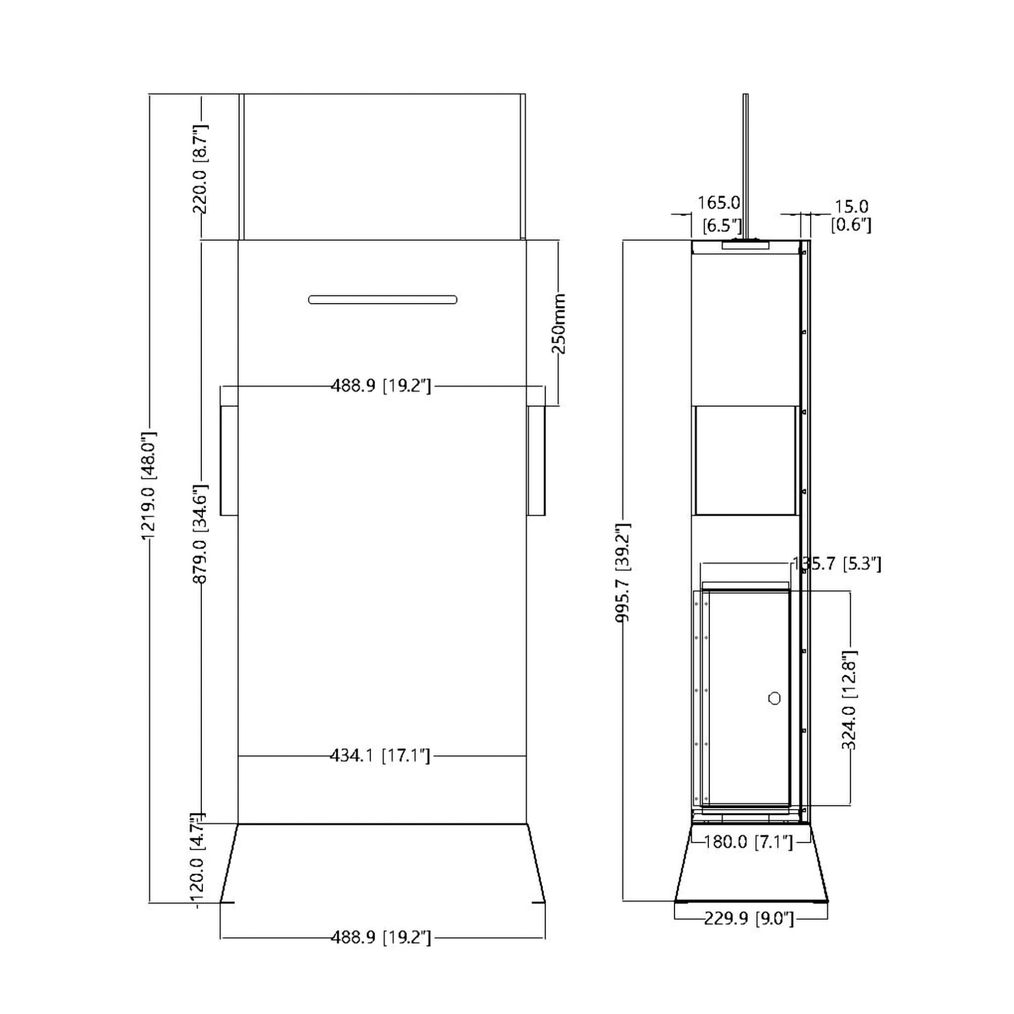 Metal Ballot Box w/Side Pockets, Lockable, 17 x 8.7 Header, Floorstanding